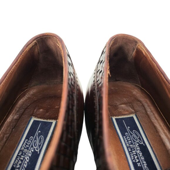 Bragano Cole Haan Woven Leather Oxfords Brown Italy Mens 9.5 Dress Shoes Vintage - Picture 10 of 11